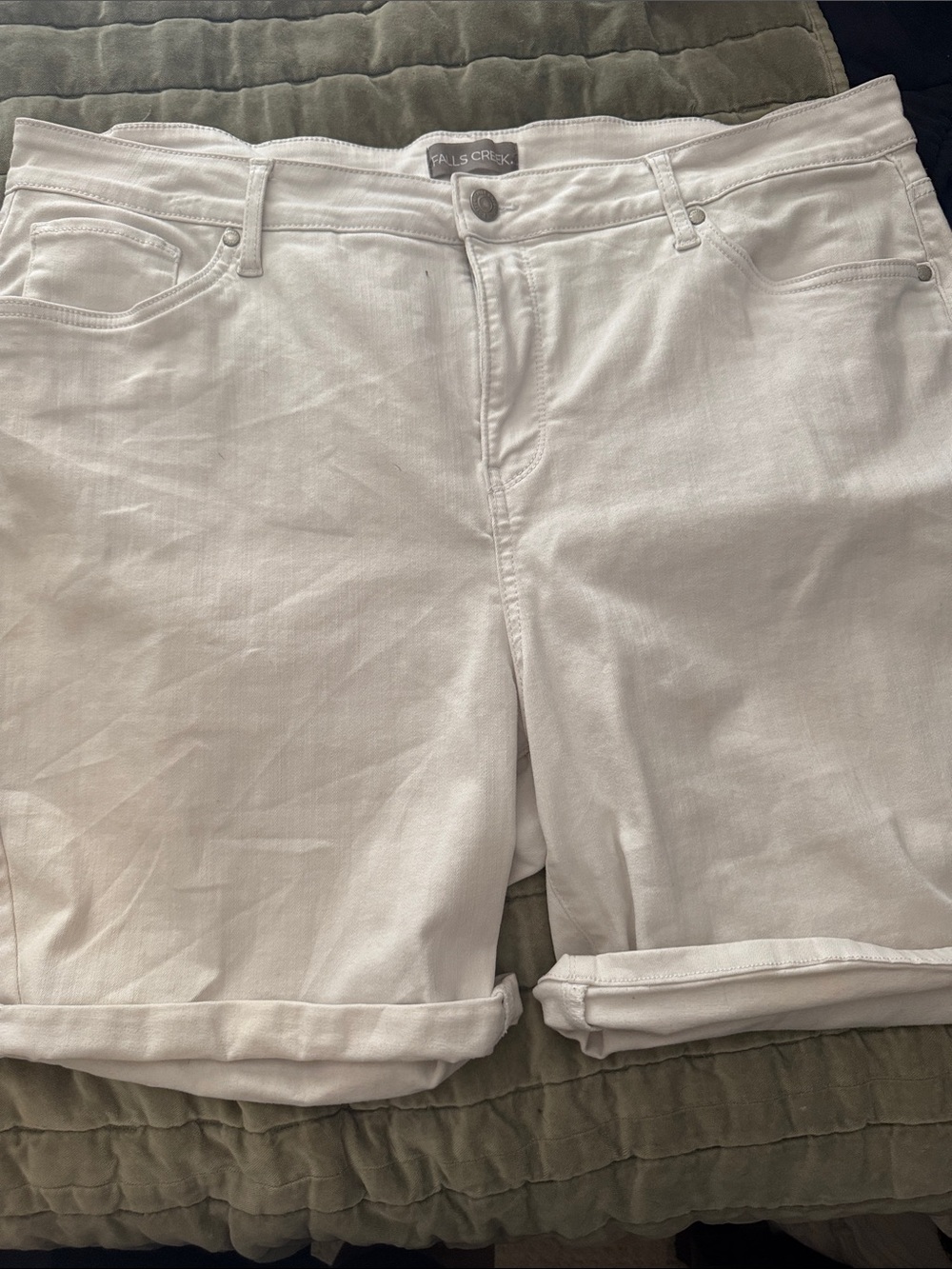Falls Creek White Rolled Cuff Bermuda Shorts